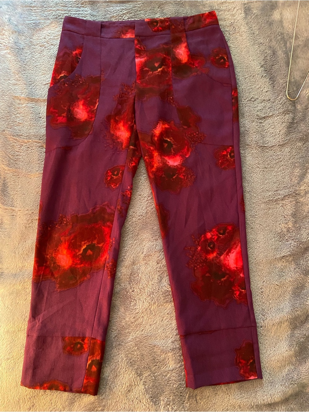 Timo Weiland Plum Pants with Red Floral Print